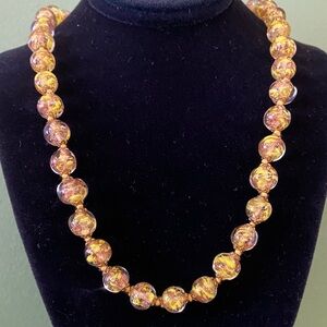 Murano yellow and tan color Beaded Necklace